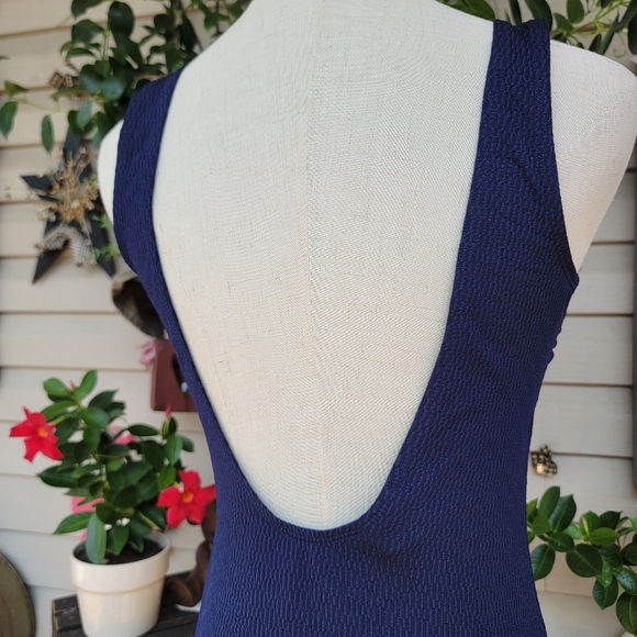 ISLANDER ♡ Gorgeous Navy Blue 1pc Scoop Neck Open Low Back Bralette Swimsuit 10 - Picture 12 of 17